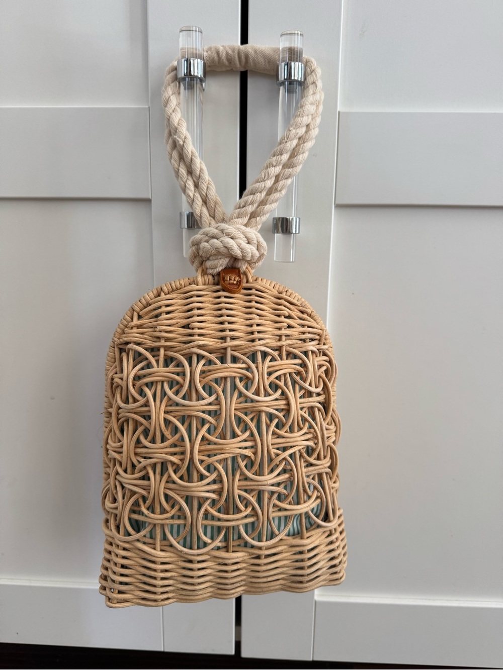 Anthropologie Natural Woven Rattan  Mini Bag with Rope Handle - Picture 2 of 6
